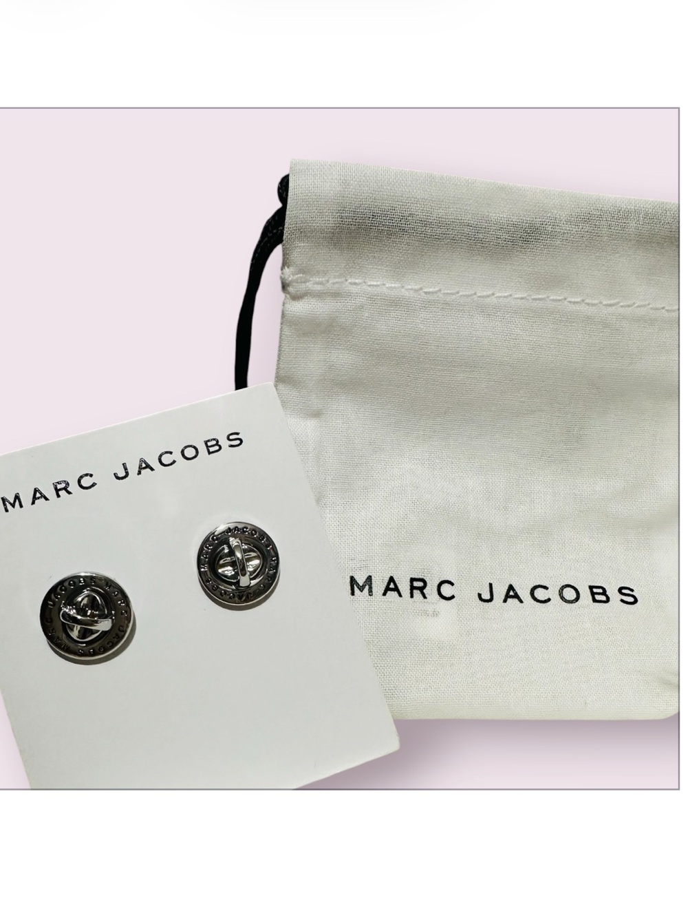 New Authentic Marc Jacobs Silver turn lock earrings,Retail $85